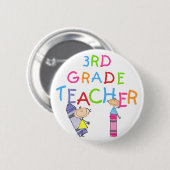 Zeichenstift-3. Grad-Lehrer-T-Shirts und Geschenke Button (Vorne & Hinten)