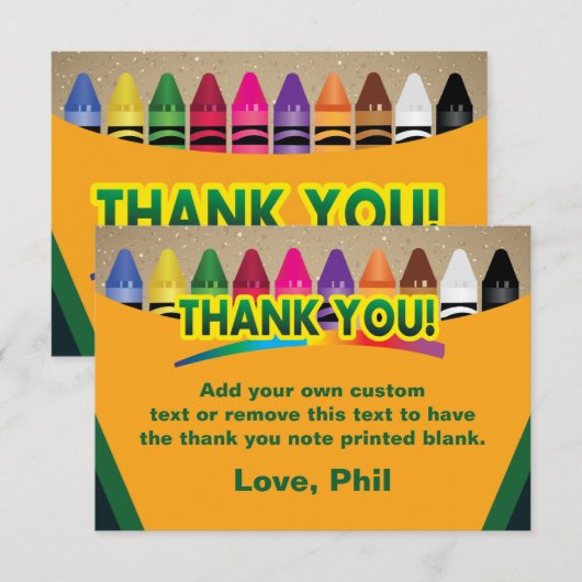 Zeichenstift-Kasten danken Ihnen Karten (Vorne/Hinten)