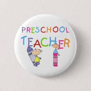 Zeichenstift-Vorschullehrer-T-Shirts und Geschenke Button