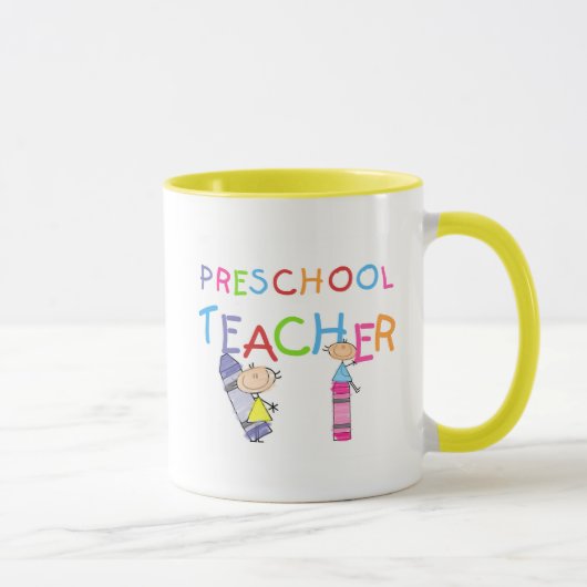 Zeichenstift-Vorschullehrer-T-Shirts und Geschenke Tasse (Rechts)