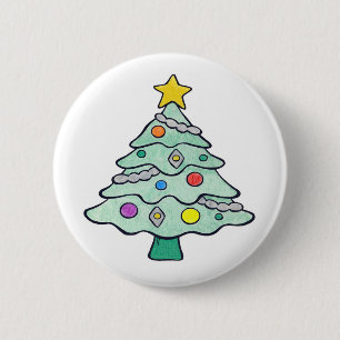 Zeichenstift-Weihnachtsbaum Button
