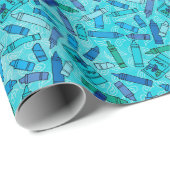 Zeichenstifte in den Schatten des Blaus Geschenkpapier (Rolleneckpunkt)