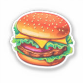 Zeichentrick-Hamburger Aufkleber (Vorderseite)