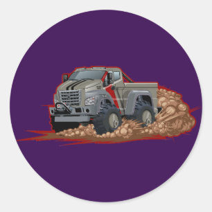 Zeichentrick-LKW Runder Aufkleber