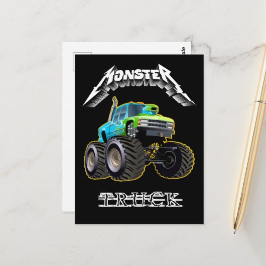 Zeichentrickauto Postkarte (Vorderseite/Rückseite Beispiel)