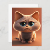 Zeichentrickdarstellung einer niedlichen Katze Dankeskarte (Vorne/Hinten)