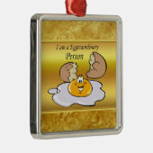 Zeichentrickeier mit großem Lächeln Silbernes Ornament (Rechts)