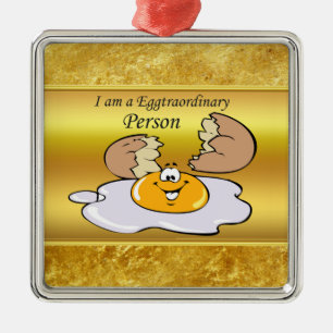 Zeichentrickeier mit großem Lächeln Silbernes Ornament