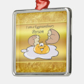 Zeichentrickeier mit großem Lächeln Silbernes Ornament (Links)