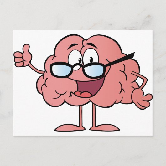 Zeichentrickfigur des Gehirns, der die Daumen hoch Postkarte (Vorderseite)