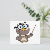 Zeichentrickfigur des Owl Teachers mit Zeiger Postkarte (Stehend Vorderseite)