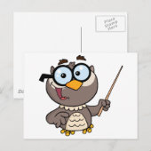 Zeichentrickfigur des Owl Teachers mit Zeiger Postkarte (Vorne/Hinten)