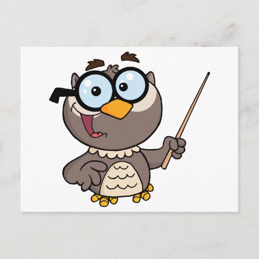 Zeichentrickfigur des Owl Teachers mit Zeiger Postkarte (Vorderseite)