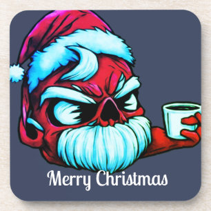 Zeichentrickfigur mit Weihnachtsmann und Kaffee-Ta Getränkeuntersetzer