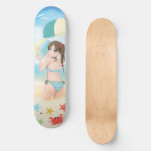 Zeichentrickfiguren von Anime am Strand Skateboard (Vorderseite)
