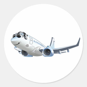 Zeichentrickflugzeug Runder Aufkleber