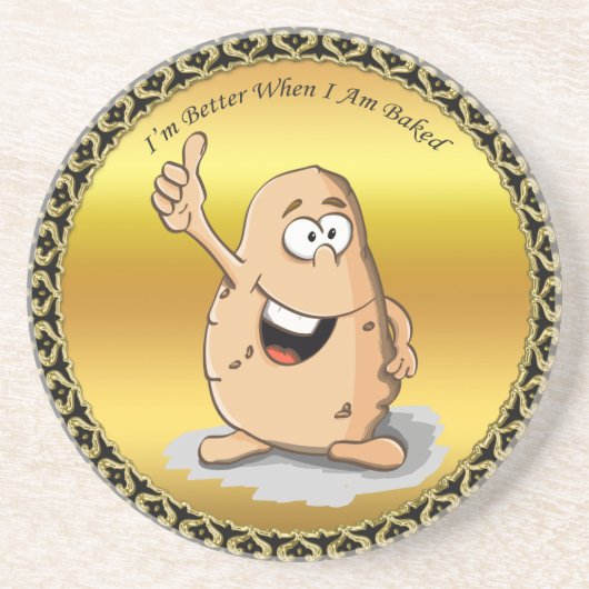 Zeichentrickkartoffel mit großen Augen 2 Untersetzer (Vorne)