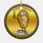 Zeichentrickkartoffel mit großen Augen 3 Keramikornament (Hinten)