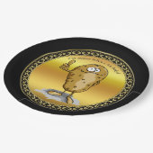 Zeichentrickkartoffel mit großen Augen 3 Pappteller (Schrägansicht)