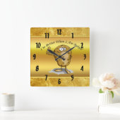 Zeichentrickkartoffel mit großen Augen 3 Quadratische Wanduhr (Zuhause)