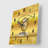 Zeichentrickkartoffel mit großen Augen 3 Quadratische Wanduhr (Winkel)