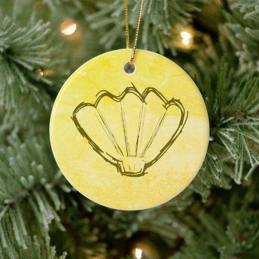 Zeichentrickskizze auf altem Papier Keramik Ornament (Baum)