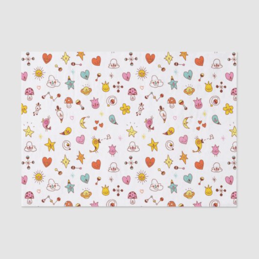 Zeichentrickzeichen Nahtloses Muster Seidenpapier (Vorderseite)