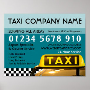 Zeichenwerbung für Taxi Cab Poster