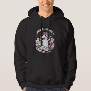 Zeichn all das Funny Unicorn Skizzen Kunst Hoodie