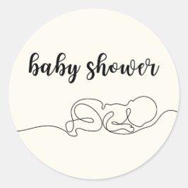 Zeichn Baby Minimalistisch Baby Dusche Runder Aufkleber