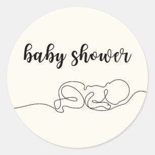 Zeichn Baby Minimalistisch Baby Dusche Runder Aufkleber