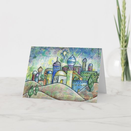 Zeichn der Bethlehem Weihnachtskarte Feiertagskarte (Vorderseite)