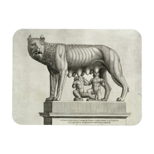 Zeichn der etruskischen Bronze des Wolfshügels Magnet (Horizontal)