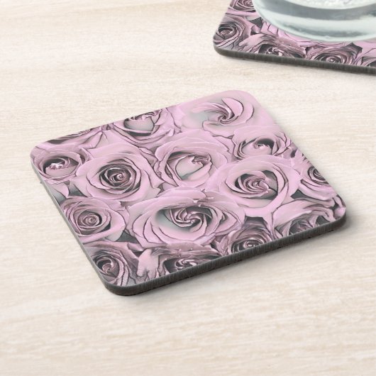 Zeichn der Getränkeküste aus rosa Rosen Getränkeuntersetzer (Linke Seite)