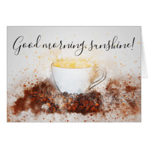 Zeichn der heißen Tasse Kaffee Guten Morgen Sonnen
