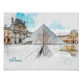 Zeichn der Wasserfarbe des Louvre Paris, Frankreic Fotodruck