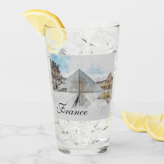 Zeichn der Wasserfarbe des Louvre Paris, Frankreic Glas (Vorderseite Ice)