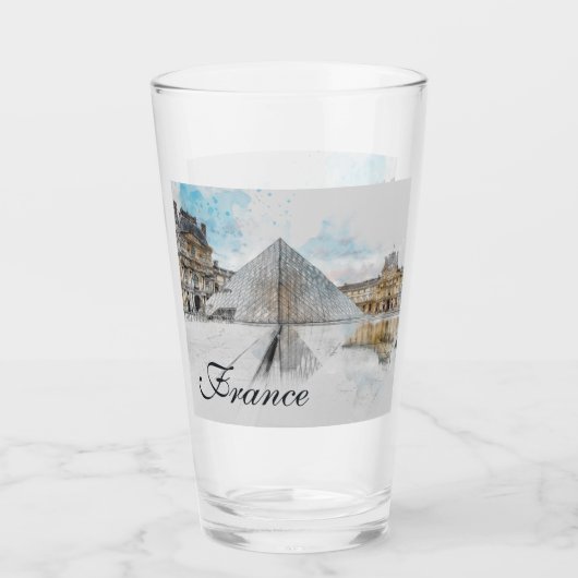 Zeichn der Wasserfarbe des Louvre Paris, Frankreic Glas (Vorderseite)
