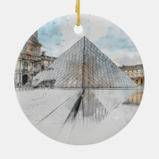 Zeichn der Wasserfarbe des Louvre Paris, Frankreic Keramik Ornament (Hinten)