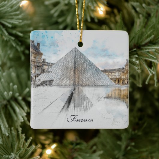 Zeichn der Wasserfarbe des Louvre Paris, Frankreic Keramikornament (Baum)