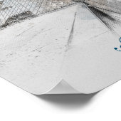 Zeichn der Wasserfarbe des Louvre Paris, Frankreic Poster (Ecke)