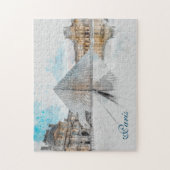 Zeichn der Wasserfarbe des Louvre Paris, Frankreic Puzzle (Vertikal)