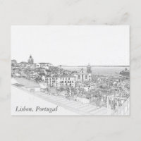 Zeichn des Bezirks Alfama in Lissabon