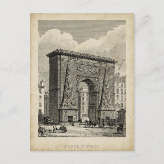 Zeichn des Monuments Porte Saint-Denis Postkarte (Vorderseite)