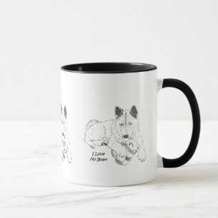 zeichn des niedlichen Teddybären akita cuddling Tasse