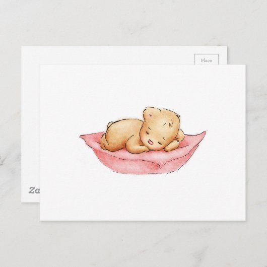 Zeichn des schlafenden Teddybären Postkarte (Vorne/Hinten)