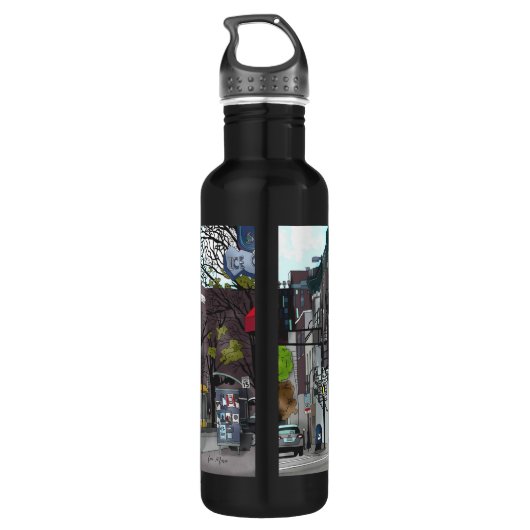 Zeichn des Stadtzentrums von Madison, Wisconsin Edelstahlflasche (Rückseite)