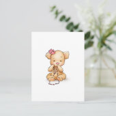 Zeichn des Teddybären mit rosa Perlen Postkarte (Stehend Vorderseite)