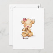 Zeichn des Teddybären mit rosa Perlen Postkarte (Vorne/Hinten)