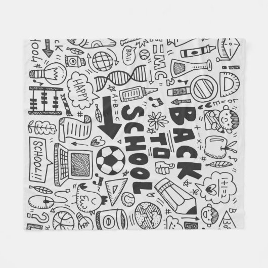 zeichn-Doodschule Fleecedecke (Vorderseite (Horizontal))